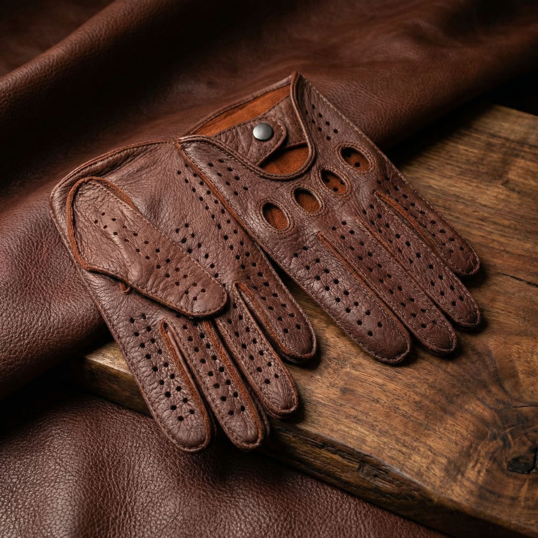 Men's Cognac Deerskin Driving Gloves