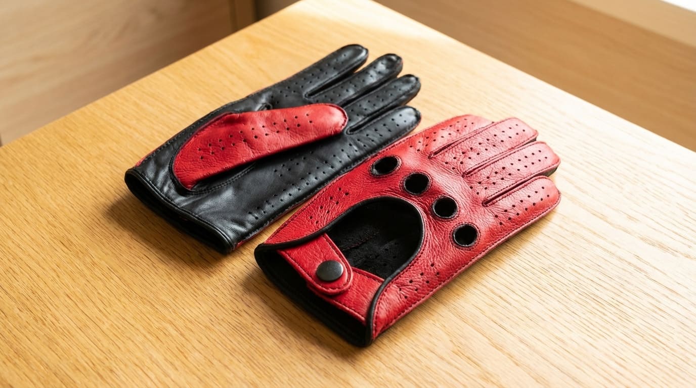 Fahrhandschuhe Nappaleder Schwarz & Rot