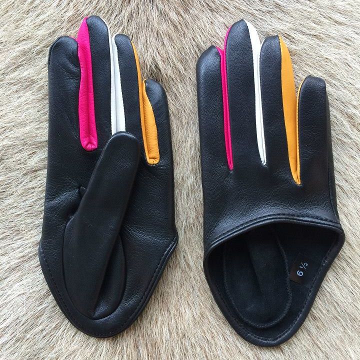 Women's Multicolour Nappa Leather Gloves