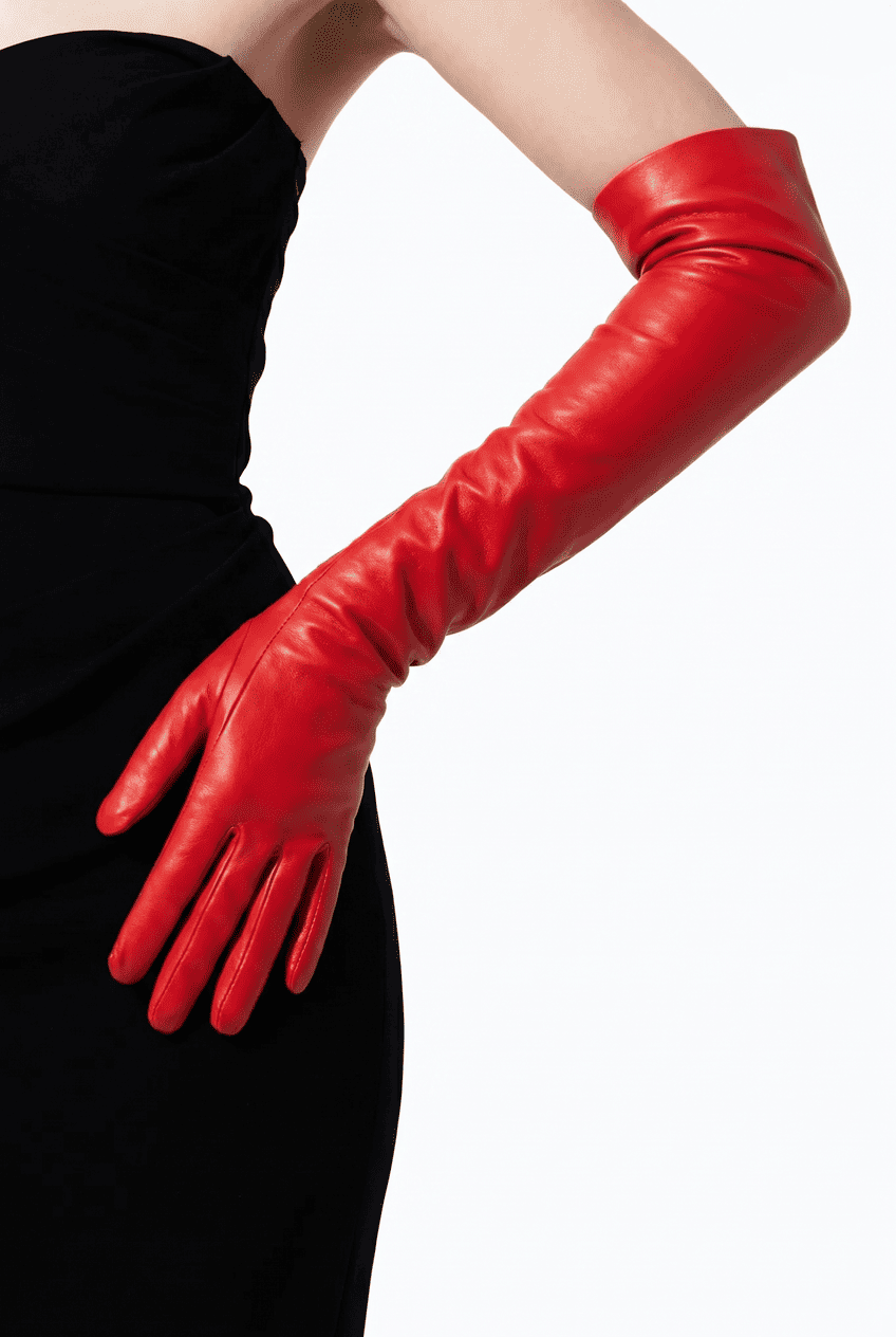 Damen Opera-Handschuhe Rot, Seidenfutter