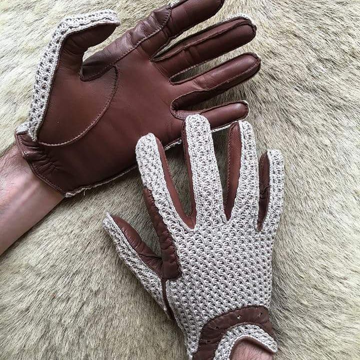 Men’s Riding Gloves – Nappa Leather Palm with Crochet Top
