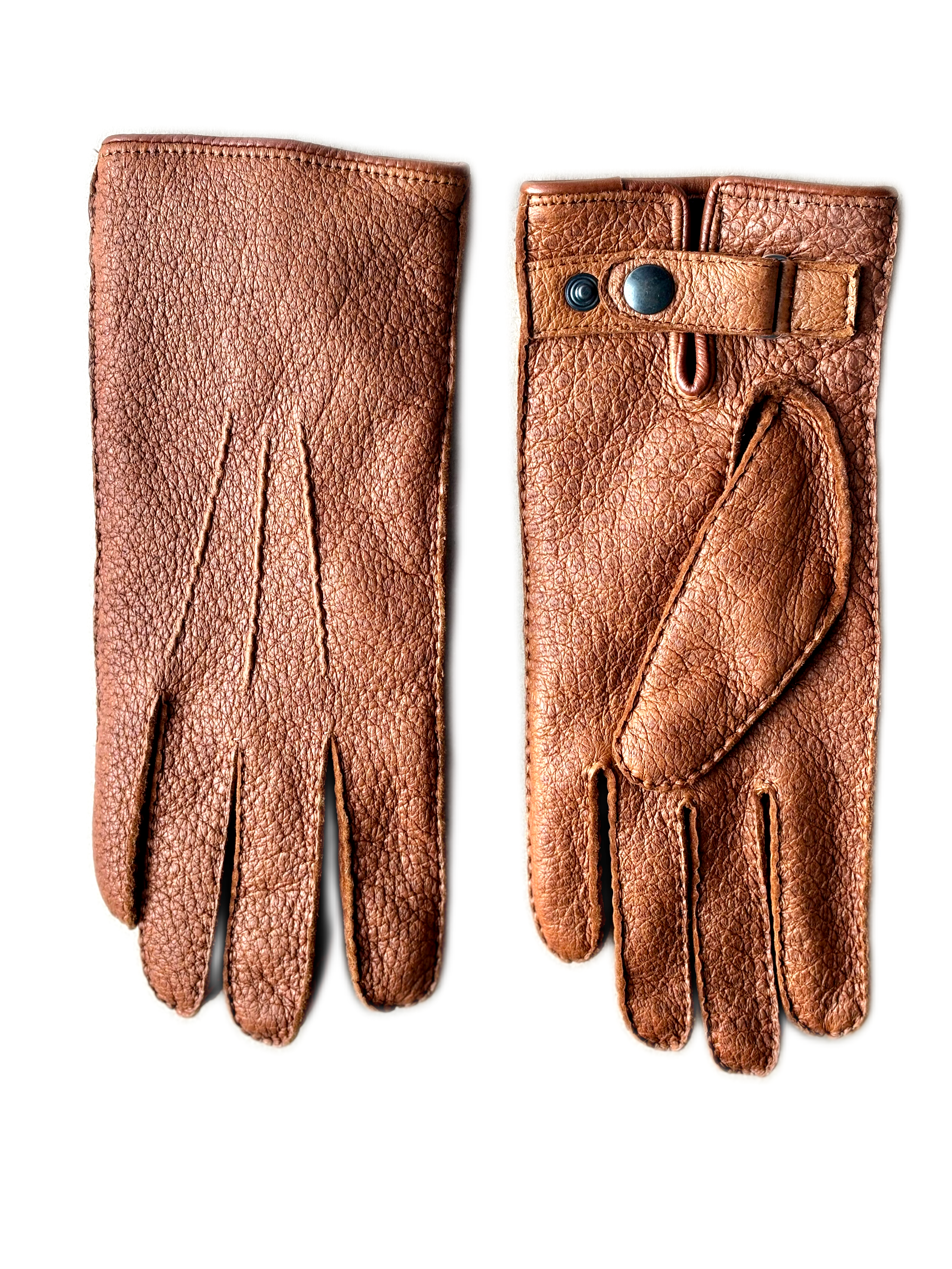 Men’s Cork Peccary Winter Gloves – Hand Sewn with Cashmere Lining and Strap Closure
