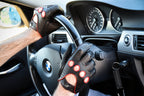 Men’s Premium Lambskin Driving Gloves – Black with Red Stitching, Handcrafted