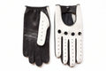 Women's Nappa Leather Driving Gloves – Black & White with Inside Stitching