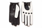 Women's Nappa Leather Driving Gloves – Black & White with Inside Stitching