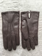 Herren Winterhandschuhe aus schwarzem Hirschleder mit Kaninchenfell-Futter