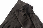 Men's Peccary Leather Winter Gloves – Cashmere Lined with Button Closure Black