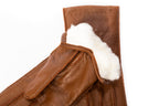 Damen Winterhandschuhe aus Hirschleder Kamelbraun mit Kaninchenfellfutter