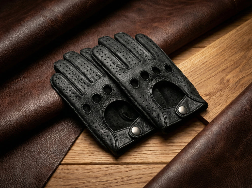 Men’s Deerskin Driving Gloves – Black, Premium Leather