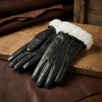 Men’s Black Lambskin Winter Gloves – Rabbit Fur Lined