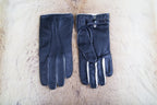 Herren Winterhandschuhe Schwarzes Hirschleder mit Weißem Kaschmir-Futter