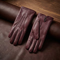 Damen Winterhandschuhe aus bordeauxfarbenem Nappaleder mit Kaschmir-Futter