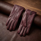 Damen Winterhandschuhe aus bordeauxfarbenem Nappaleder mit Kaschmir-Futter