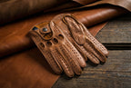 Men’s Driving Leather Gloves – Camel Brown, Handmade Deerskin