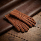 Men's Capybara Leather Gloves – Cashmere Lined with Side Vent Opening Cognac