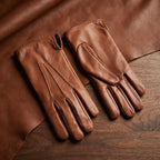 Herren Winterhandschuhe aus Lammleder mit Kaschmir-Futter und korkfarbener Innennaht