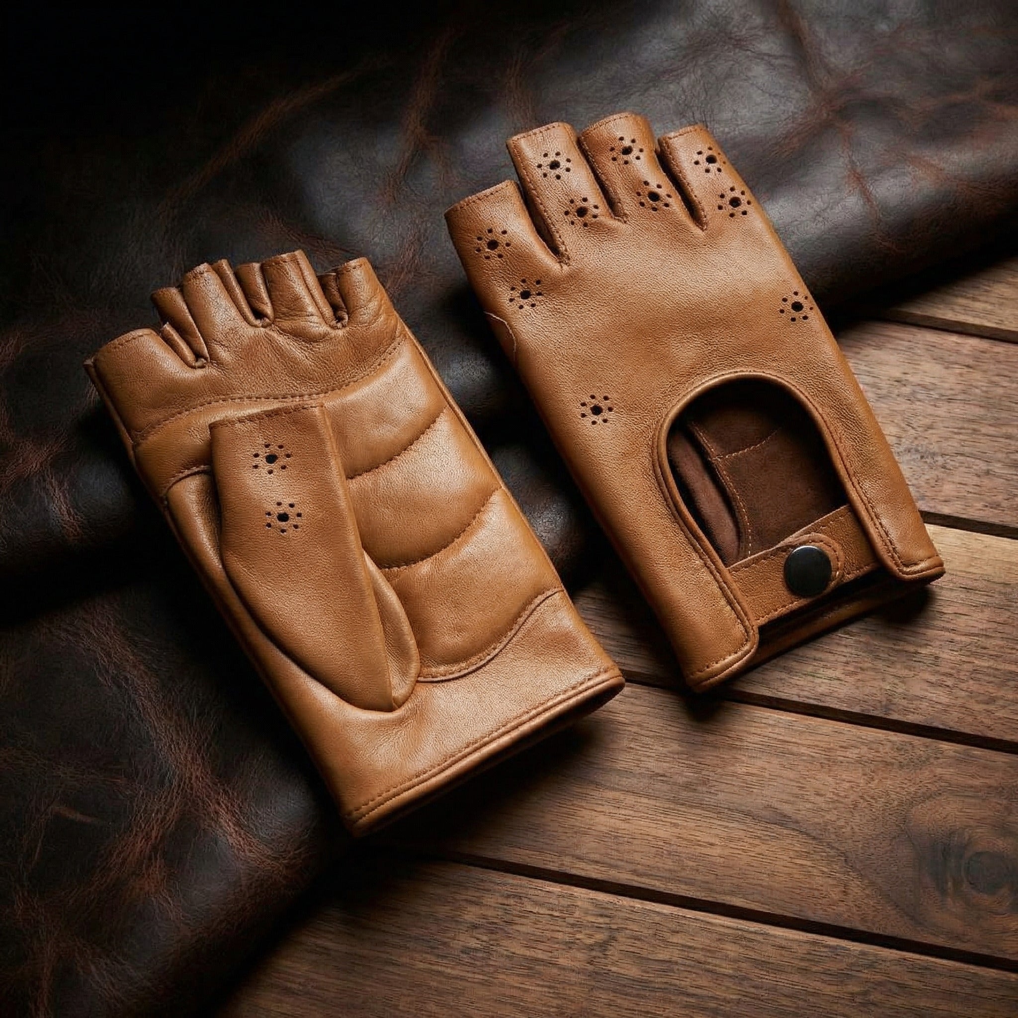 Damen fingerlose Nappa-Handschuhe, Kork