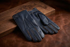 Herren-Winterhandschuhe aus Hirschleder – Kaschmirfutter, Schwarz &amp; Kork