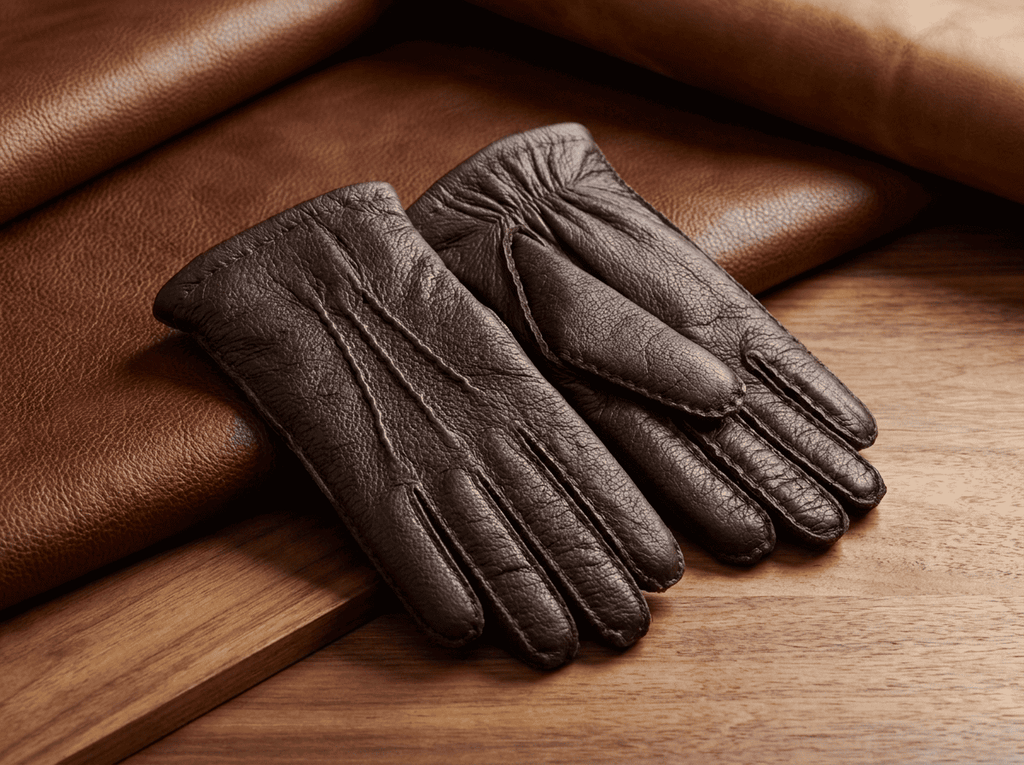 Gants en peau de cerf pour homme – cousus main, doublés de cachemire, paume élastique
