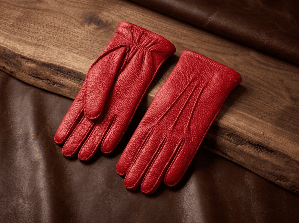 Guanti uomo in pelle di cervo – cuciti a mano, foderati in cashmere, con palmo elastico