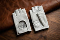 Women's Fingerless Leather Gloves Beige Nappa Leather
