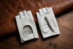 Women's Fingerless Leather Gloves Beige Nappa Leather