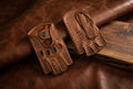 Men’s Fingerless Driving Gloves – Camel Deerskin Leather, Handmade