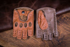 Herren Fingerlose Lederhandschuhe Camel Taupe Hirschleder