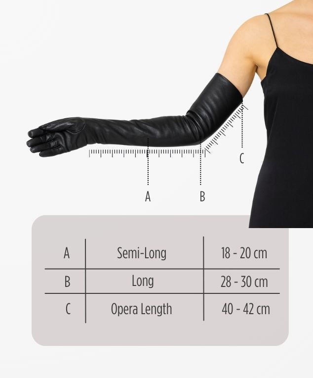 Women’s Opera Long Leather Gloves – Red, Silk Lined, 40–42 cm