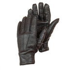 Men’s Black Deerskin Winter Gloves with Strap Closure and Cashmere Lining