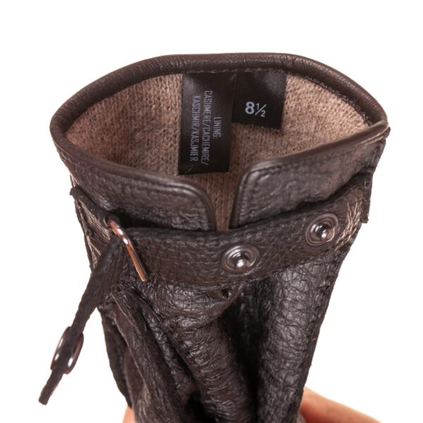 Men’s Black Deerskin Winter Gloves with Strap Closure and Cashmere Lining
