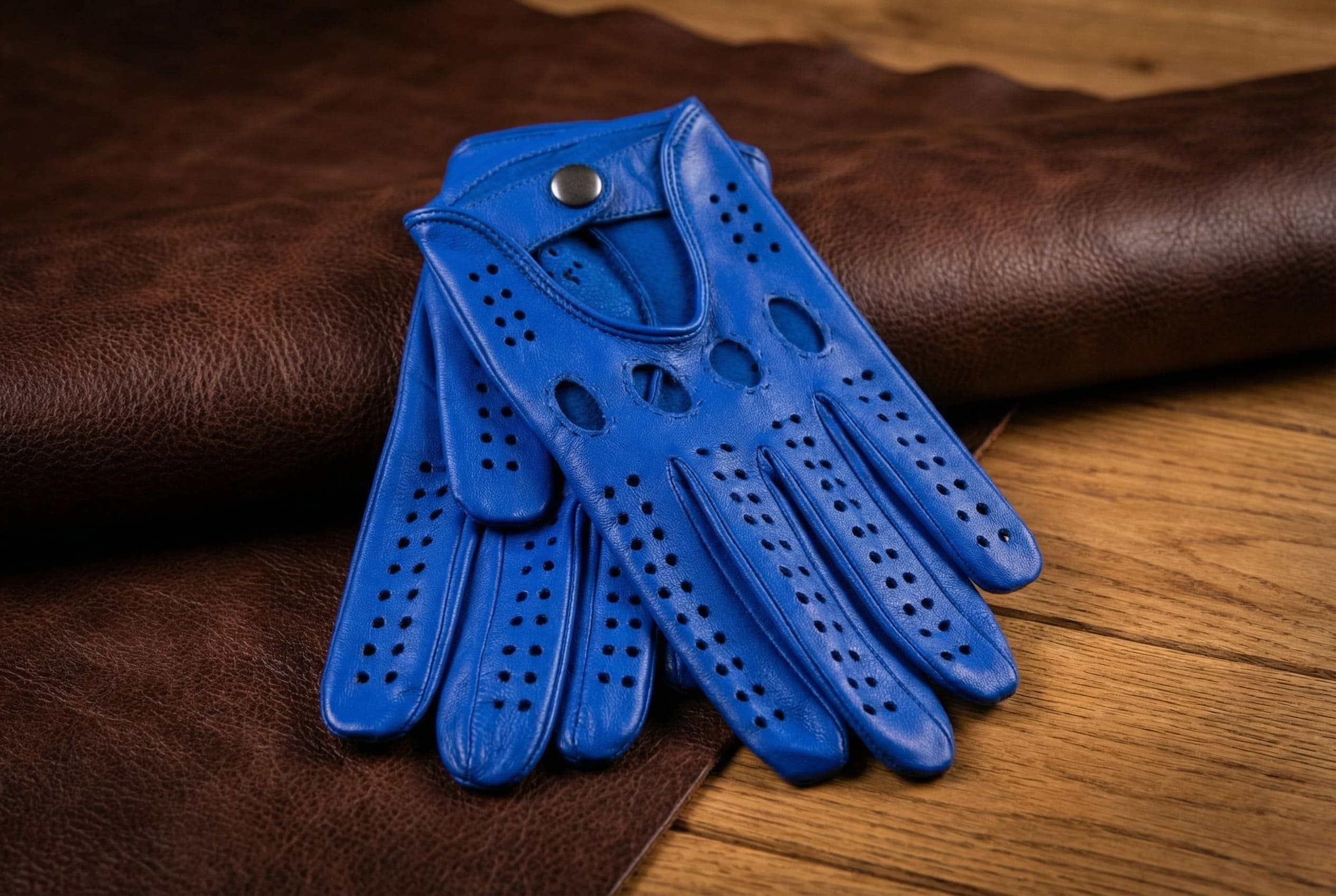 Men's Royal Blue Driving Gloves Nappa Leather