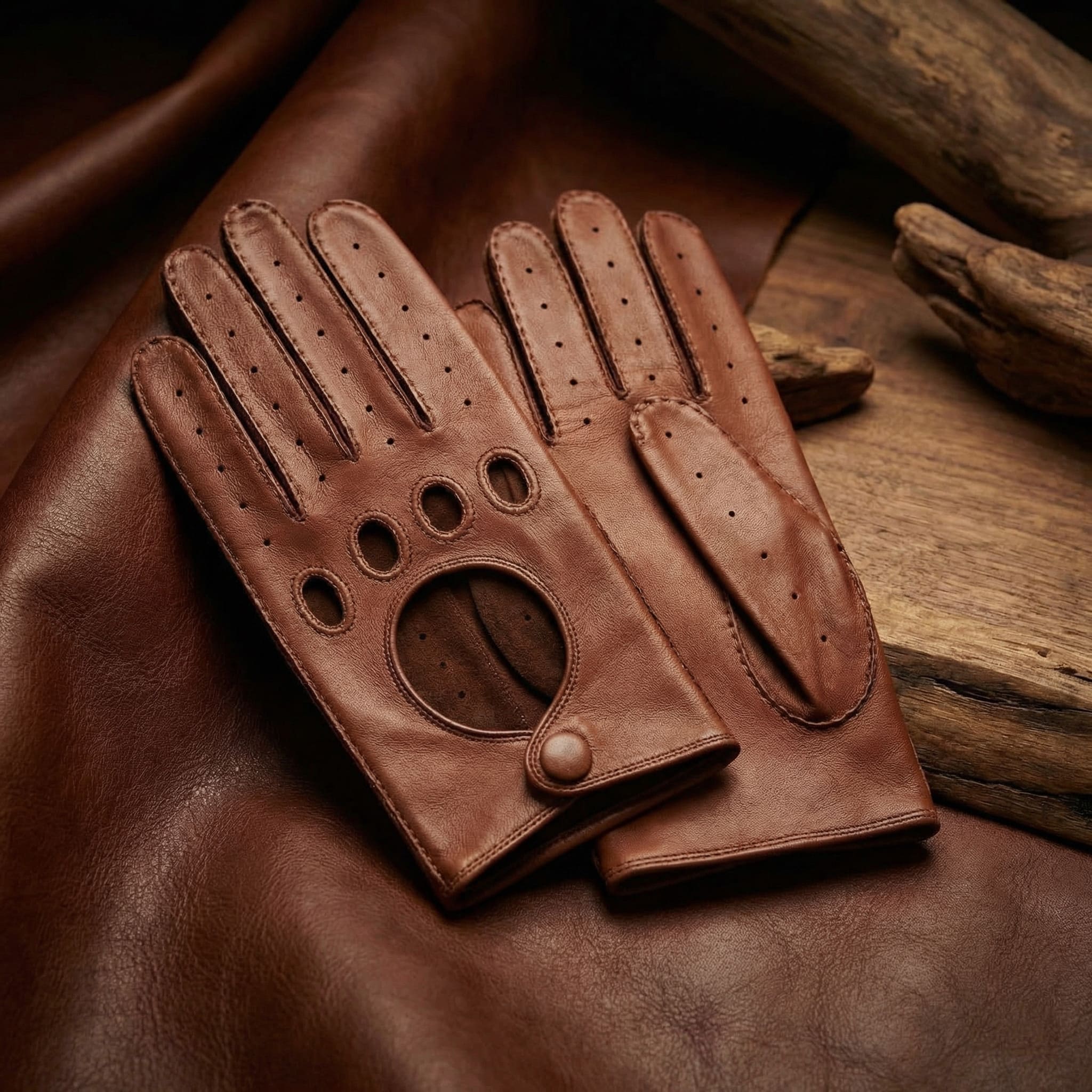 Men’s Nappa Leather Driving Gloves – Cognac