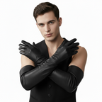 Herren Opern-Lederhandschuhe – Schwarz, Seidenfutter, 45–47 cm