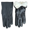 Damen Winterhandschuhe aus schwarzem Hirschleder mit Kaninchenfell-Futter