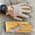 Herren Crochet-Fahrhandschuhe – Gelb, Hirschleder, Handgefertigt