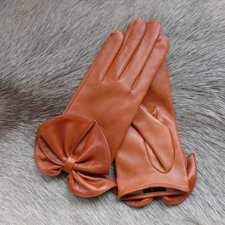 Women's Casual Leather Gloves Silk Lined – Cork Color