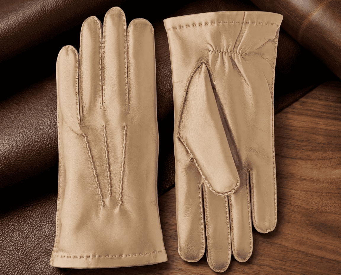 Guanti invernali uomo in pelle nappa – cuciti a mano, foderati in cashmere, con palmo elastico