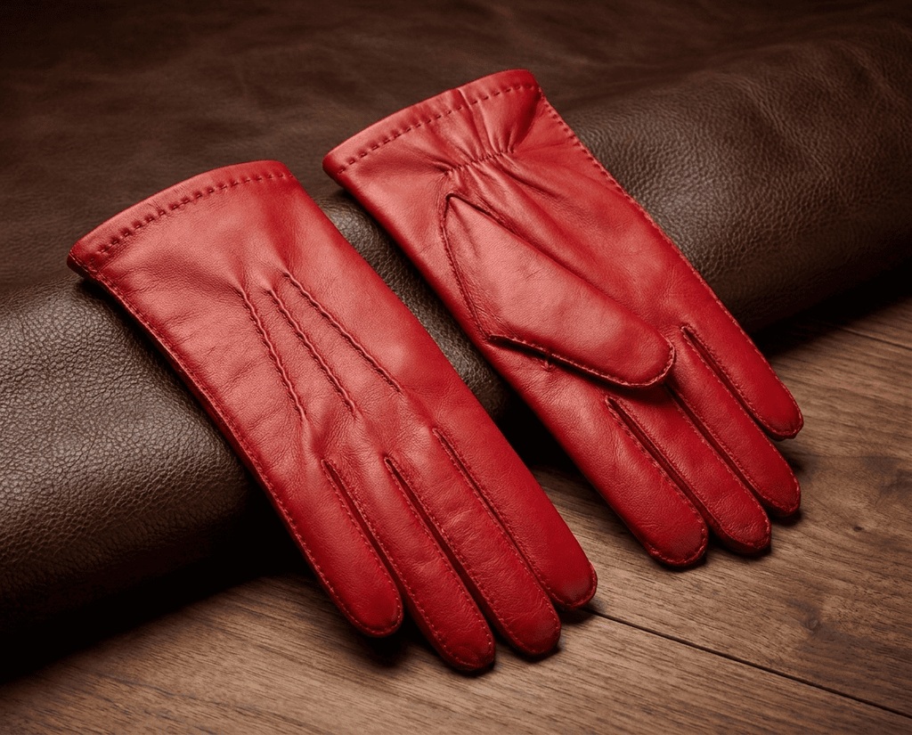 Dameswinterhandschoenen van nappaleer – handgenaaid, met kasjmieren voering en elastiek in de handpalm
