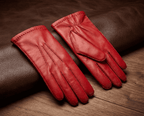 Dameswinterhandschoenen van nappaleer – handgenaaid, met kasjmieren voering en elastiek in de handpalm