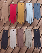 Peccary leather colour chart for NM Gloves handmade gloves, showing cork, red, yellow, white, grey, dark brown, beige, hazelnut, ivory and black