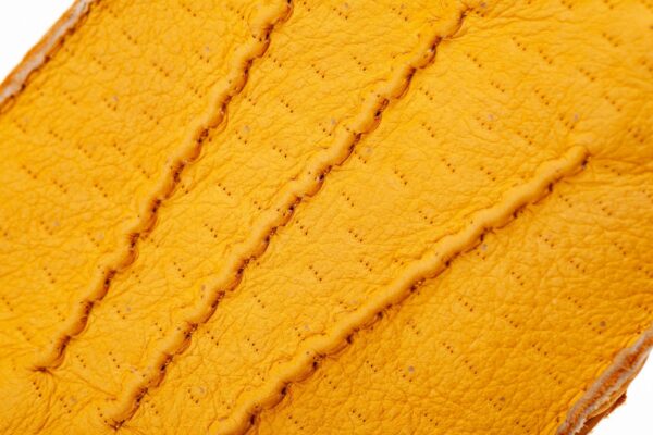 Yellow peccary winter gloves, hand sewn and hand made by NM Gloves