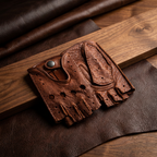 Women's Peccary Fingerless Leather Gloves – Hand Sewn with Padded Palm