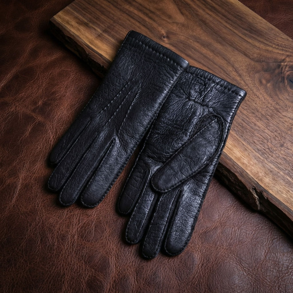 Men’s Peccary Leather Winter Gloves – Cashmere Lined with Palm Elastic