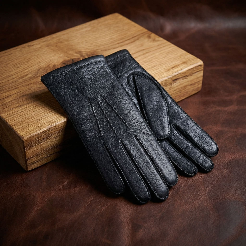 Men’s Peccary Leather Winter Gloves – Cashmere Lined with Palm Elastic