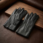 Women’s Black Peccary Winter Gloves – Unlined, Hand Sewn