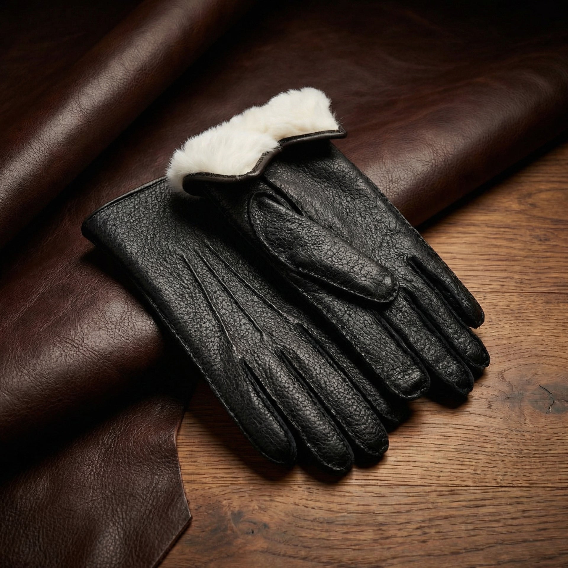 Damen-Winterhandschuhe Pekari, Kaninchenfell
