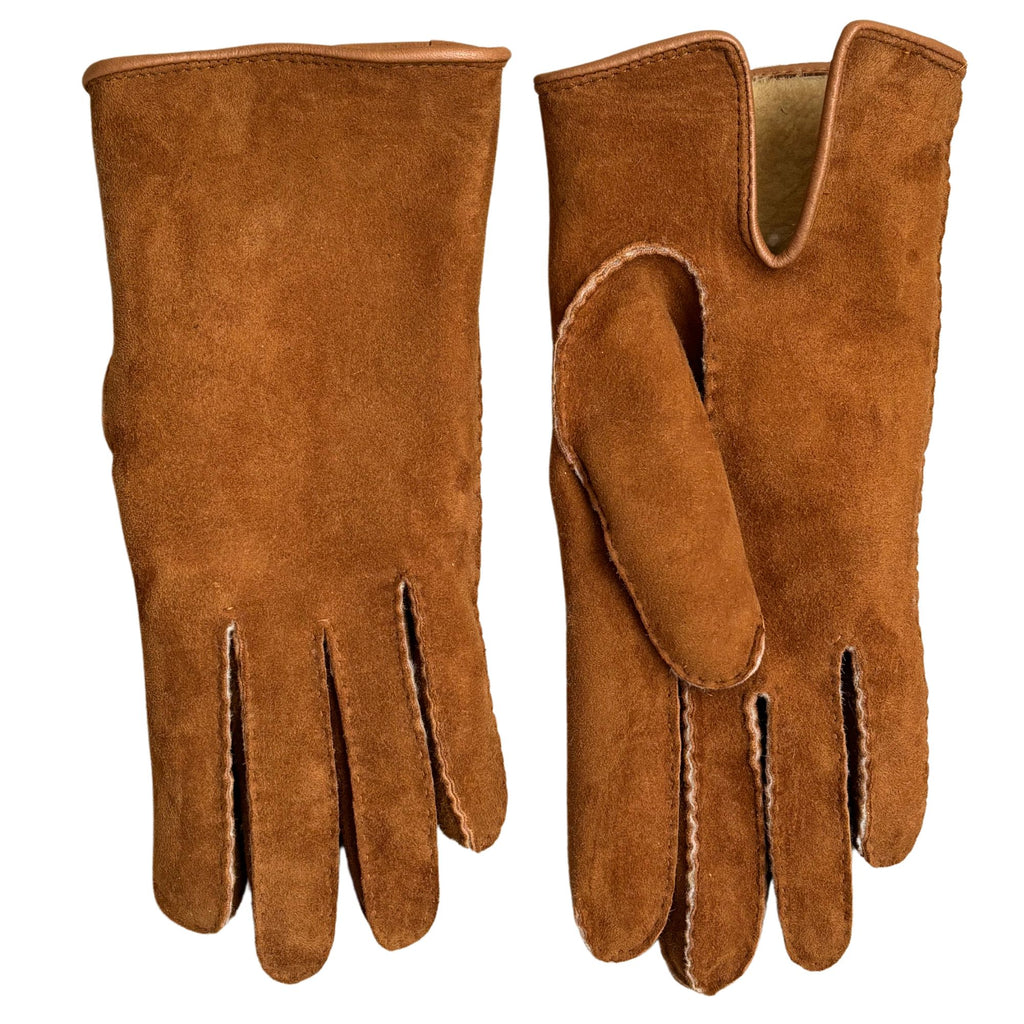 Damen Lammfell Winterhandschuhe Cognac