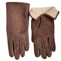 Women's shearling winter gloves dark brow