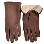 Women's shearling winter gloves dark brow